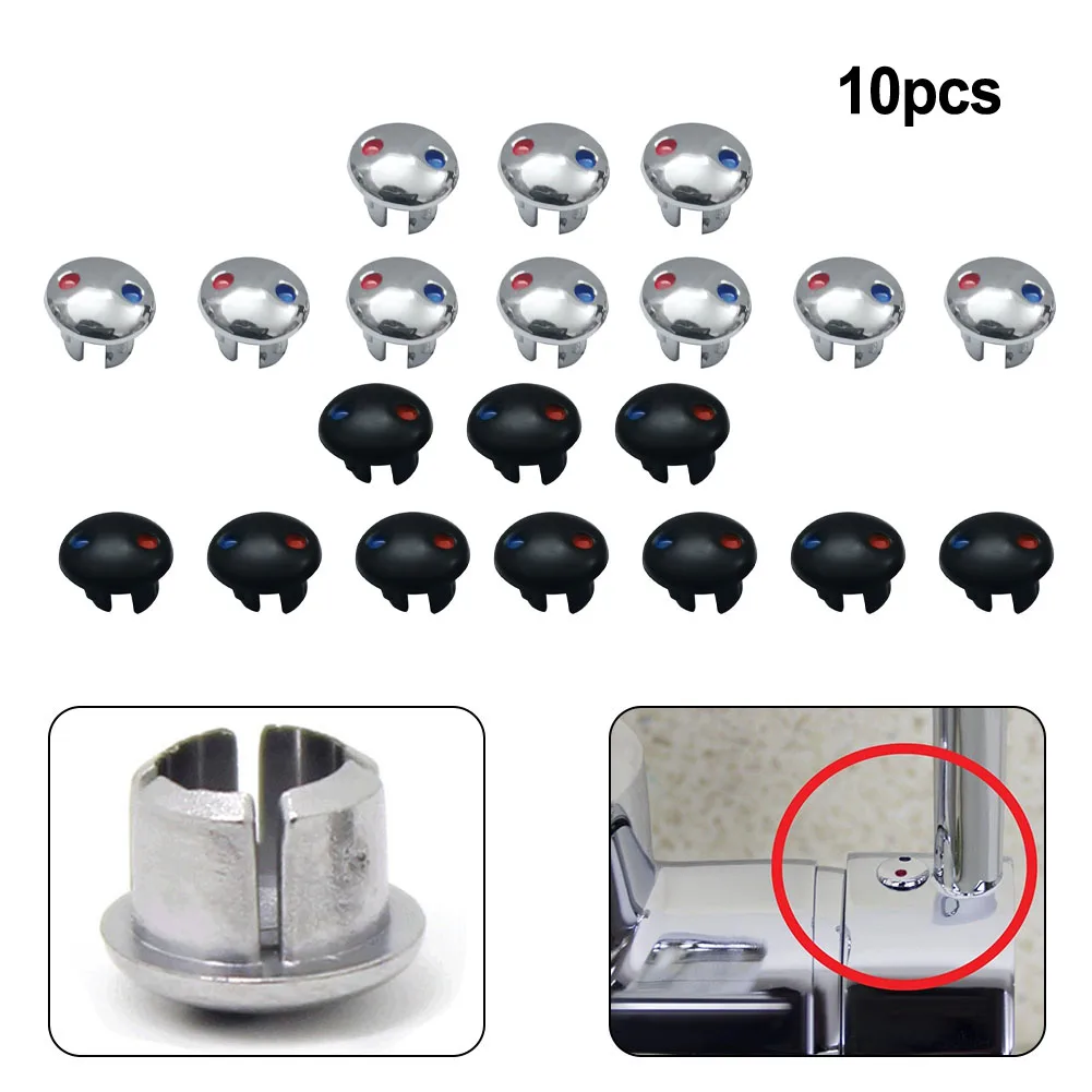 10PCS Faucet Handle Hot Cold Water Sign 6.7mm Red Blue Plastic Label Decoration Cover Bathroom Mixer Tap Indicate For Holes faucet handle label