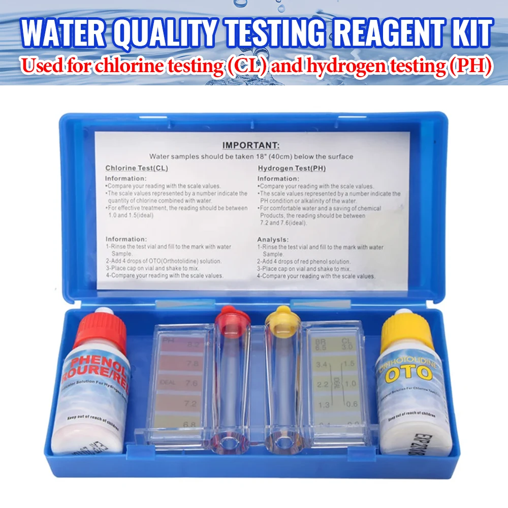 PH Chlorine Water Test Kit Tester Hydrotool Testing Kit Swimming Pool Hydroponics Aquarium Accessories water tester water quality detector