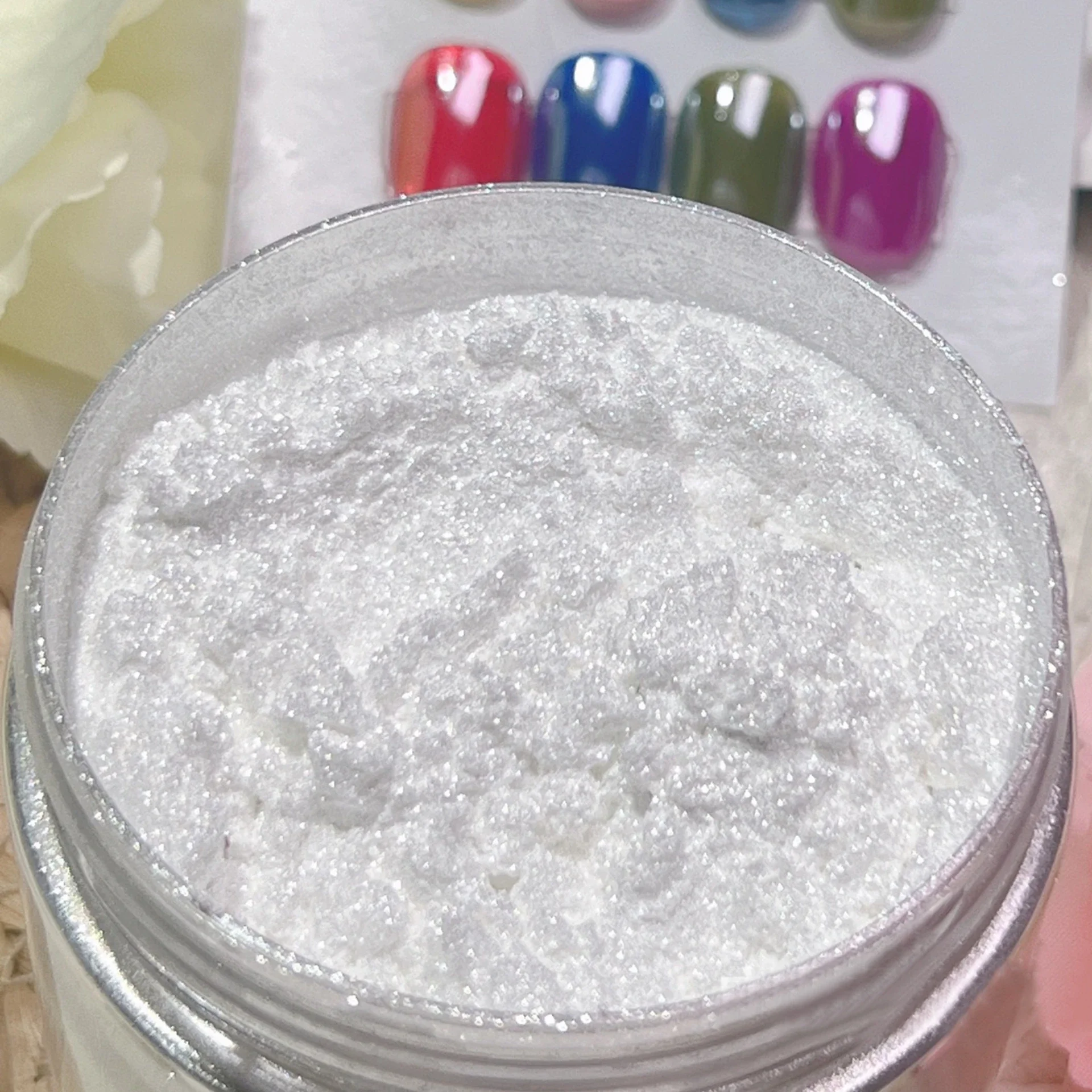 Nail Powder Nail Pigment Nail Glitter White Chrome Nail Powder Super Glossy Clear Mirror Effect Smooth Pearl Glitter Pigment Transparent Powder