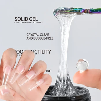 5ML Gel solido per unghie finte senza bolle trasparente solido forte colla Stick unghie punte/gemme Gel Patch per unghie solido a lunga durata