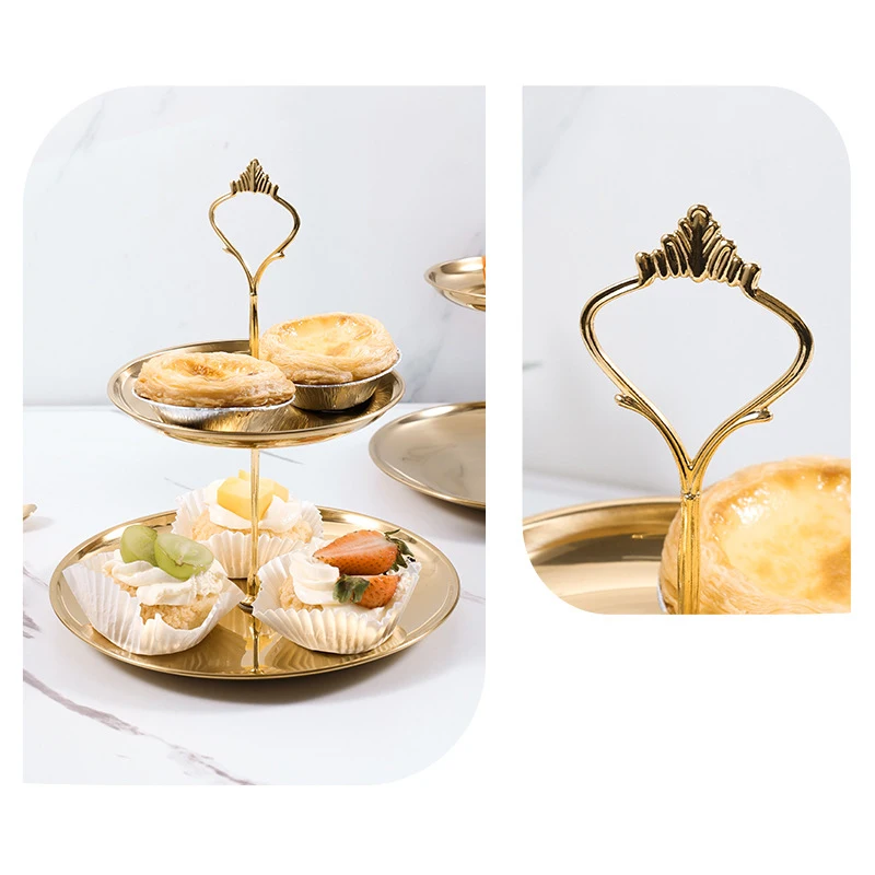 2/3 Layer Stainless Steel Cake Stand Fruit Tray Detachable Dessert Rack Snack Candy Tray Cake Dessert Display Stand Party Table