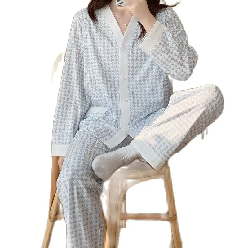 100% Cotton Breastfeeding Clothes Sets Winter Postpartum Women Fashion Plaid Lactation Pajamas Suits Nursing Sleepwear Lactation