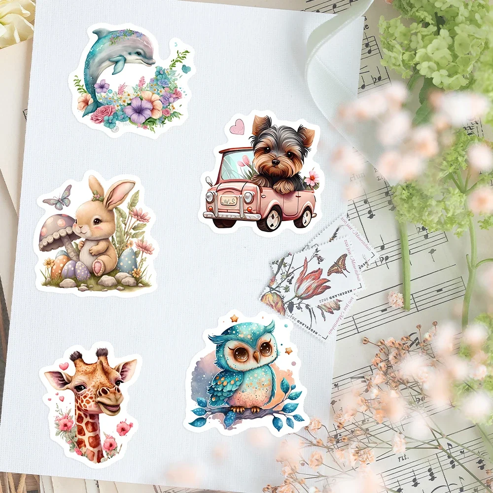 Kawaii Watercolor Aesthetic Stickers Animal Cute DIY Toy Gift Graffiti Decal For Phone Luggage Laptop Scrapbook Waterproof cartoon stickers,decorative stickers,self adhesive stickers,custom stickers,paper stickers,adhesive stickers,decorative labels stickers,animal stickers,cartoon sticker,custom design stickers