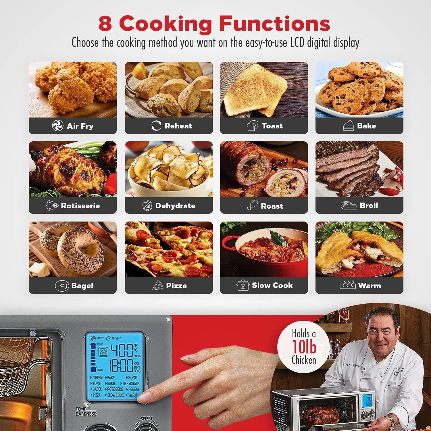 Lagasse Everyday 360 Air Fryer, 360&deg; Quick Cook Technology, XL capacity,12 Pre-Set Cooking Functions including Bake, Roti