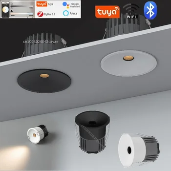 ไฟสปอตไลท์ COB แบบหรี่แสงได้ DALI Tuya รุ่นมินิ, ไฟเพดาน Zigbee, ไฟดาวน์ไลท์ LED, ห้องนั่งเล่น, ไฟส่องสว่างภายในอาคารเชิงพาณิชย์ 1