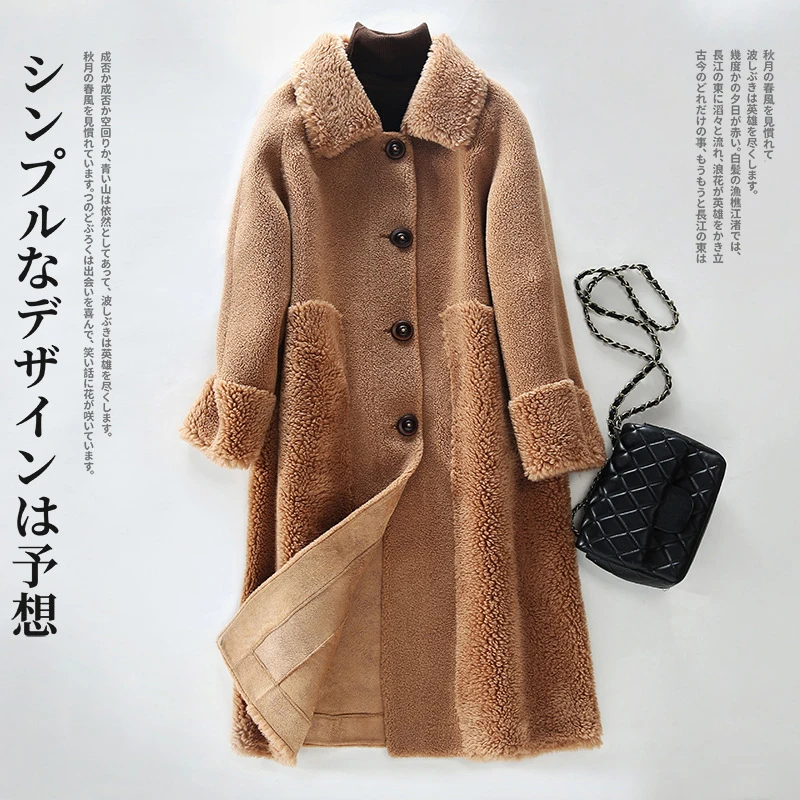 

Luxury Overcoat Winter Sheep Sheared Wool Fur Coat New Winter Female Lambs Wool Fur Shearing Coat casacos de inverno feminino