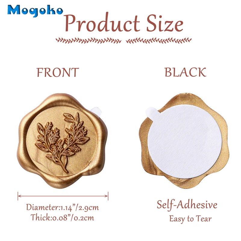 Description Picture 5 of itemMogoko New Wax Seal Sticker Envelope Seal Stickers Envelope Seals Self Adhesive Bronzed Gold Stickers for Wedding Party Birthday