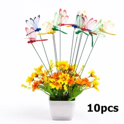 Set of 10pcs Dragonflies Insert Rod Gardening Decoration Simulation Dragonfly Home Decoration Background Gardening Decoration