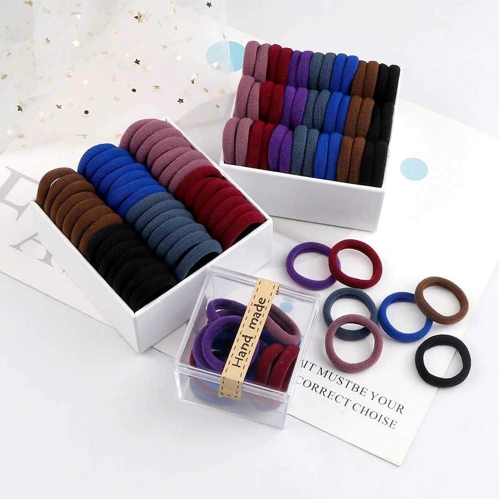 50/100PCS 3cm Children Headband High Elastic Solid Color Scrunchies Kids Baby Hair Bands Headwear Hair Accessories Gifts Holder 3