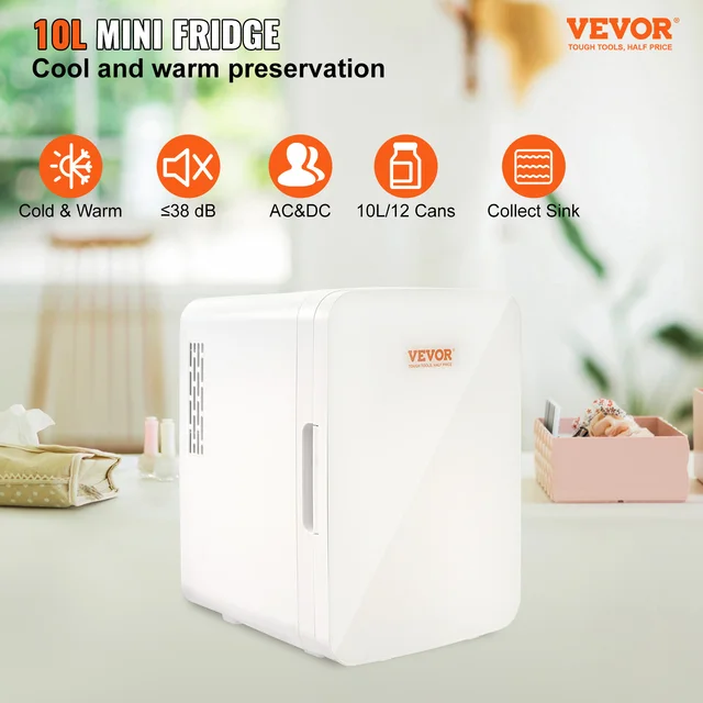 VEVOR 10L Car Refrigerator Mini Portable Skincare Fridge Cooling Freezer Food Drink Storage Box Container for Home Car Bar Use 2