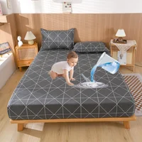 Geometric Triangle Waterproof Fitted Sheet Queen King Mattress Cover Fit Sheet with Elastic Band Bedsheet Twin Full Bed Cover 1