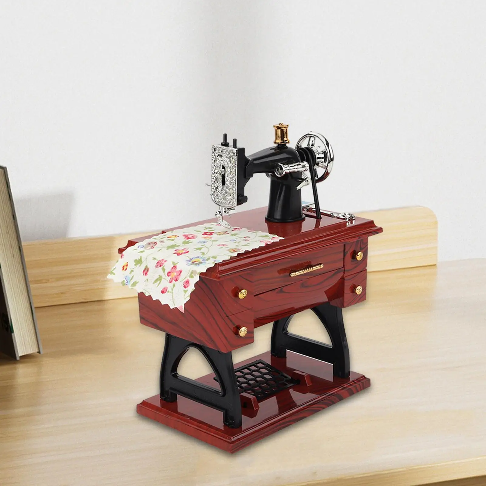 Sewing Machine Mini Music Box Clockwork Music Box for Office Birthday Home