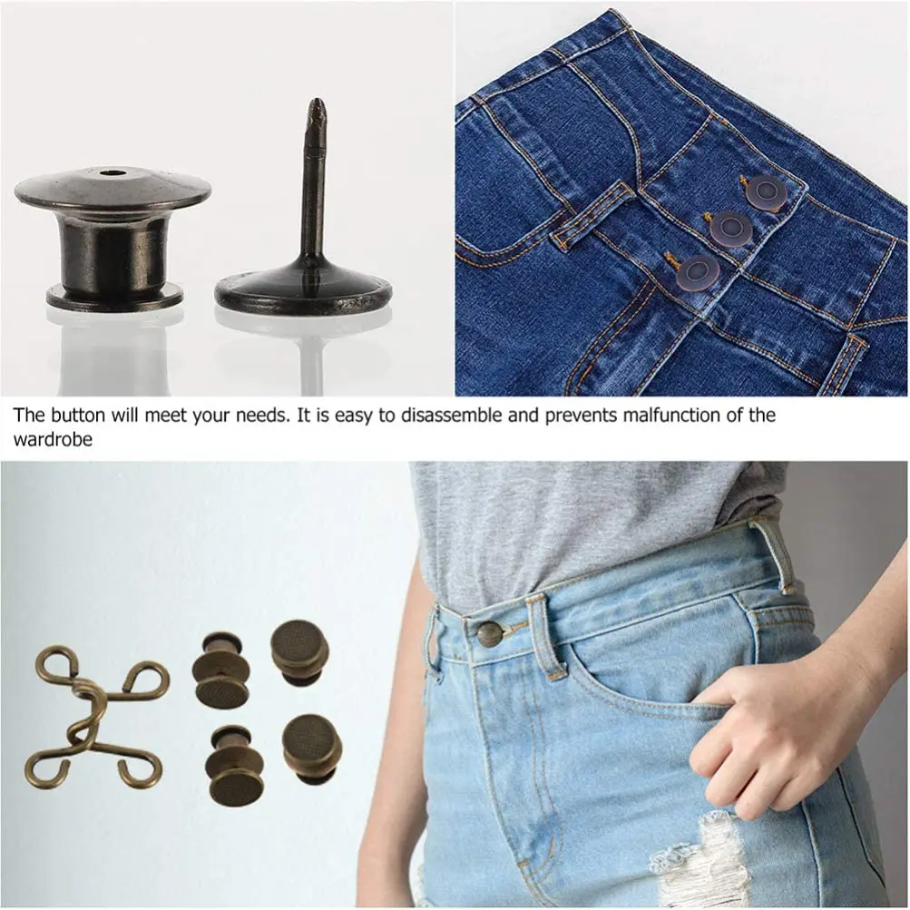 Extension de taille réglable sans clou, extension de taille, bouton d' extension de taille pour pantalon, bouton Jean amovible, outil de couture,  1 ensemble - AliExpress