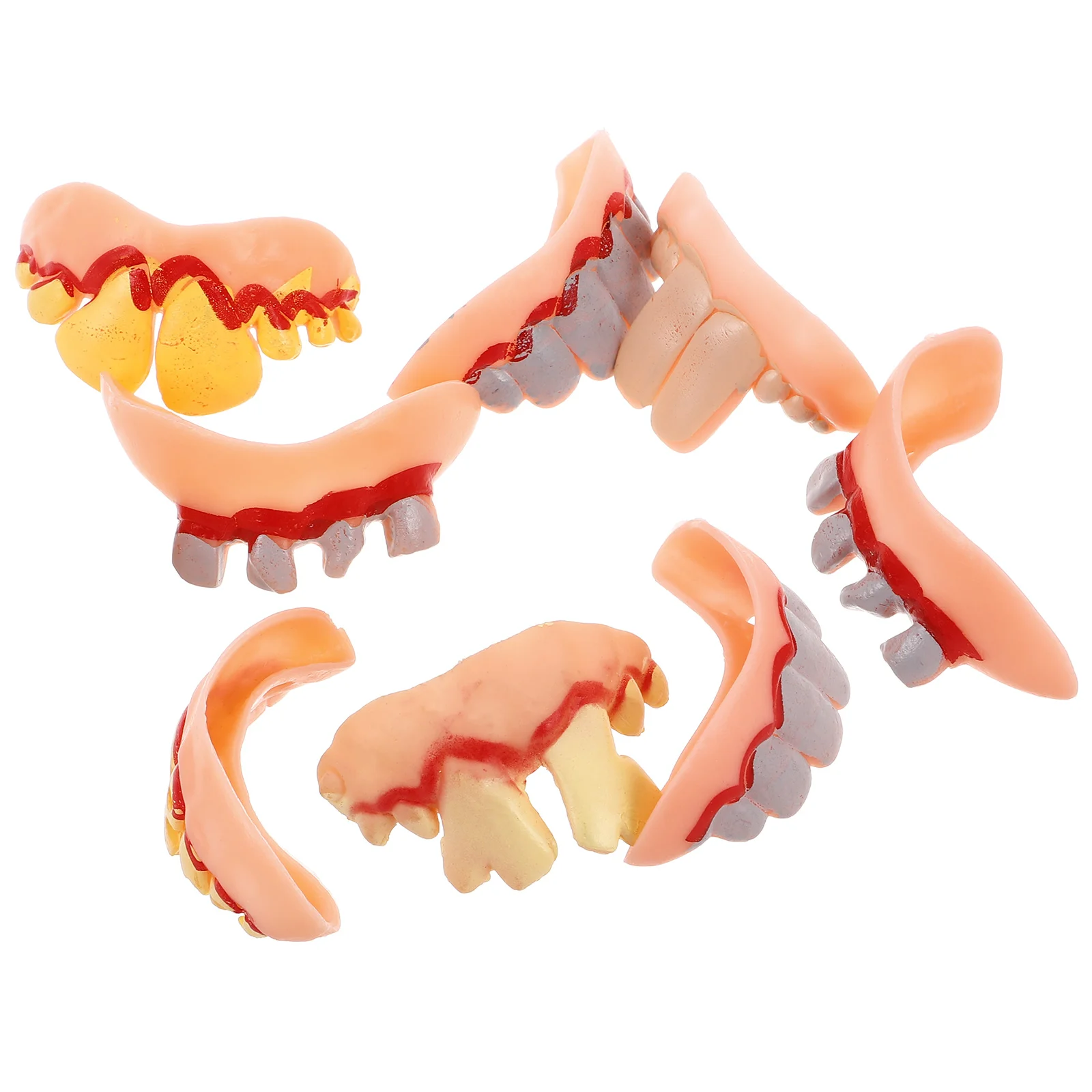 8Pcs Ugly Teeth Halloween Party False Rotten Teeth Prop Denture Model Prank Funny Joke Fake Practical Jokes Adult