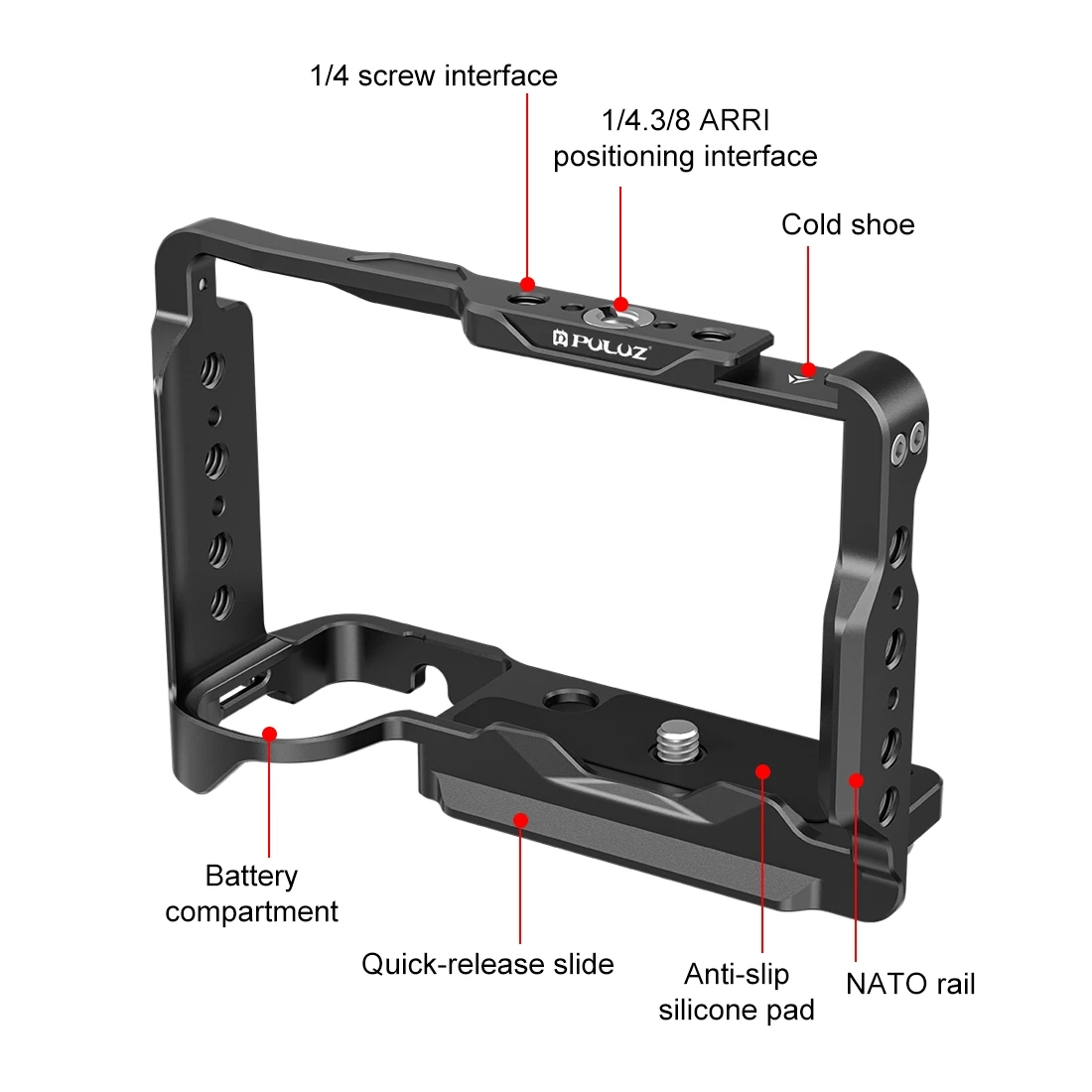 Description Picture 6 of itemPULUZ Metal Camera Cage Stabilizer Rig For Iconic Brand ZV-E10 II / ZV-E10M2 Video Film Movie Making Bracket