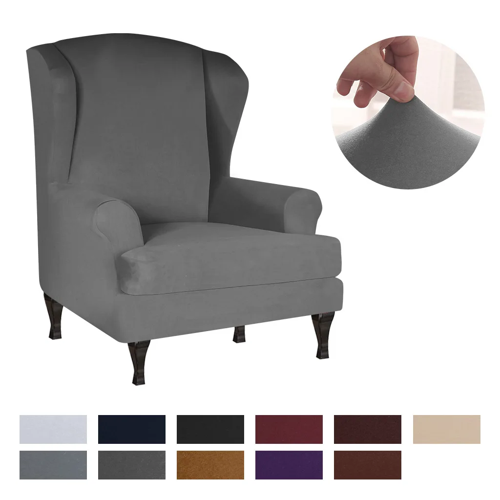 Wing Singleseat Sofa Cover Elastic Armchair Wingback Chair Couch
