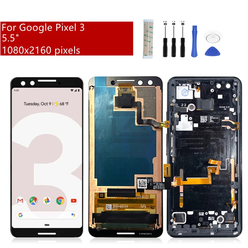 

For Google Pixel 3 Lcd Display Touch Screen Digitizer Assembly For Pixel 3 Display With Frame Replacement Repair Parts 5.5"