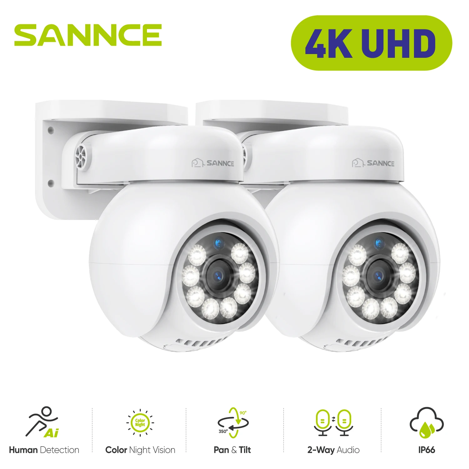 SANNCE 4K POE Camera with Microphone/Audio Night Vision Waterproof Security Video IP Camara Onvif 2.8mm Security CCTV Camera