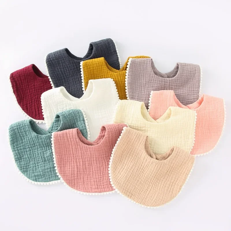 

New Baby Drool Towel Ruffled Baby Cotton Gauze Lace Bib Drool Pocket Cross-border Infant Gifts and Accessories