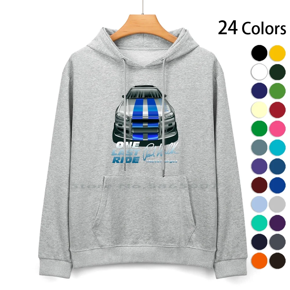 One Last Ride Felpa Con Cappuccio In Puro Cotone Maglione 24 Colori Paul Walker 2 Fast 2 Furious Nfs Underground Vin Skyline Gtr Skyline R32 R34
