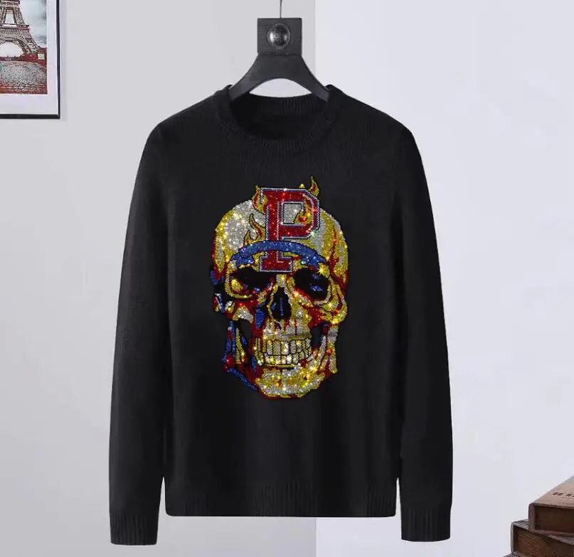 

Cool Style Designer Rhinestone sweaters Casual Korean Version S-3XL