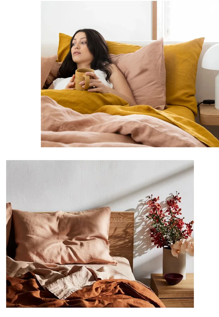 100% Pure Linen Pillowcases Euro Sham for Bed | Custom Size Envelope Cushion Cover Decoration Pillowcase 04