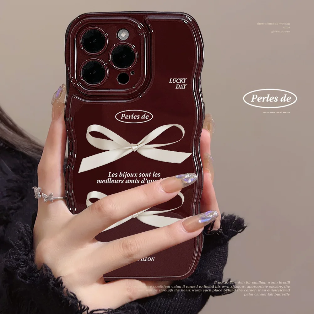 Vintage Wine Red Silk Ribbon Bow Art Phone Case - Cute & Shockproof Cover