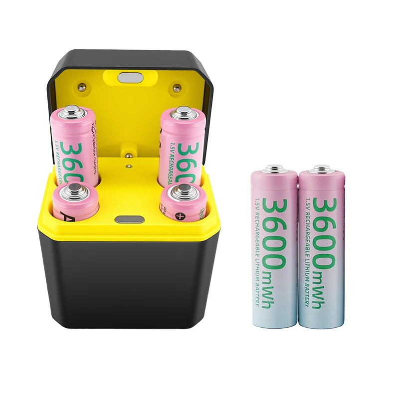 แบตเตอรี่ลิเธียมแบบชาร์จได้ kuugro 1.5V รุ่น AA 3600mWh และ AAA 1300mWh พร้อมที่ชาร์จเร็วอัจฉริยะ ชิปป้องกันอัจฉริยะที่ได้รับการอัปเกรด 1