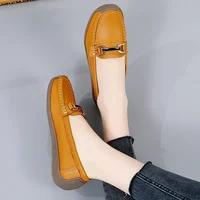 2024 New Spring /summer Women Flats Genuine Leather Moccasins Woman Casual Shoes Slip-on Loafers Female Boat Big Size Shoes - Image 2