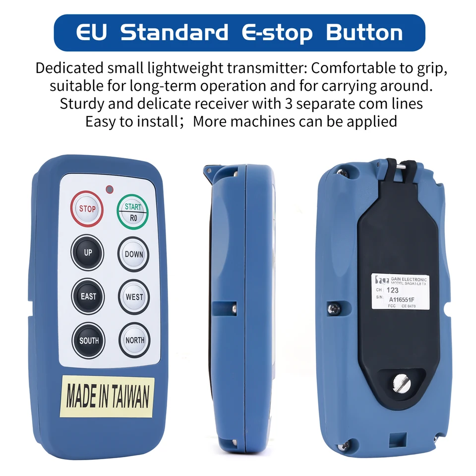 SAGA-L4 Wireless Crane Remote Control – 2 Transmitters, 110V Receiver, 100m Range, IP65 Rated