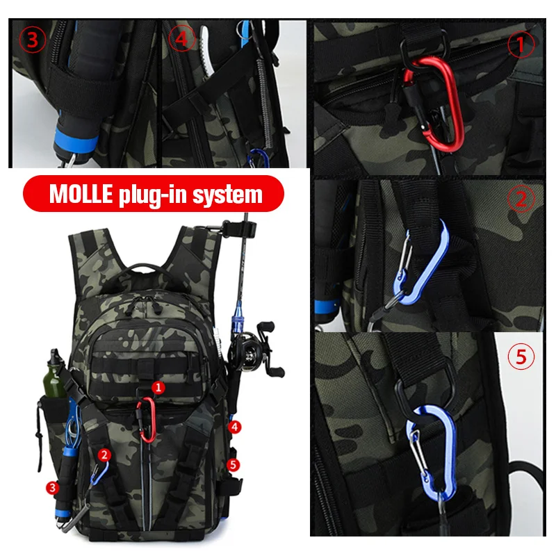 Fishing Tackle Backpack With Rod Holder | Outdoor Sling Backpack For Fishing, Hiking & Hunting