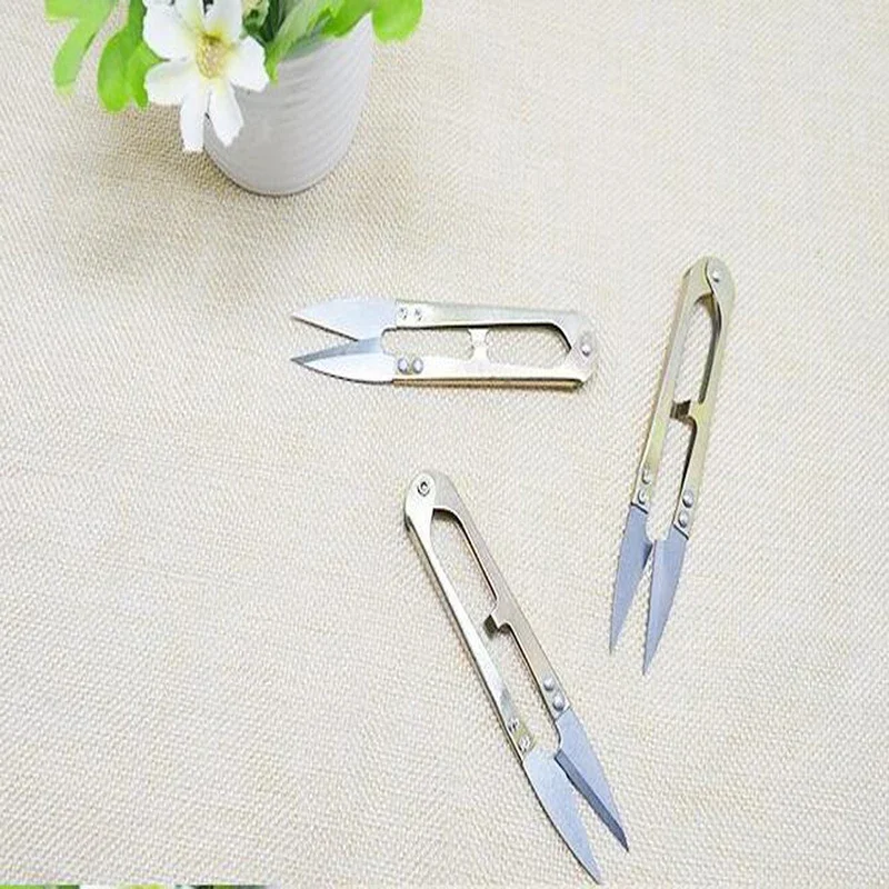 1pcs Mini Steel Shear Fish Line Scissors 15g 10.5cm U-shaped Fishing Line Fly Tying Tool Tackle Gear Scissors Sewing 4