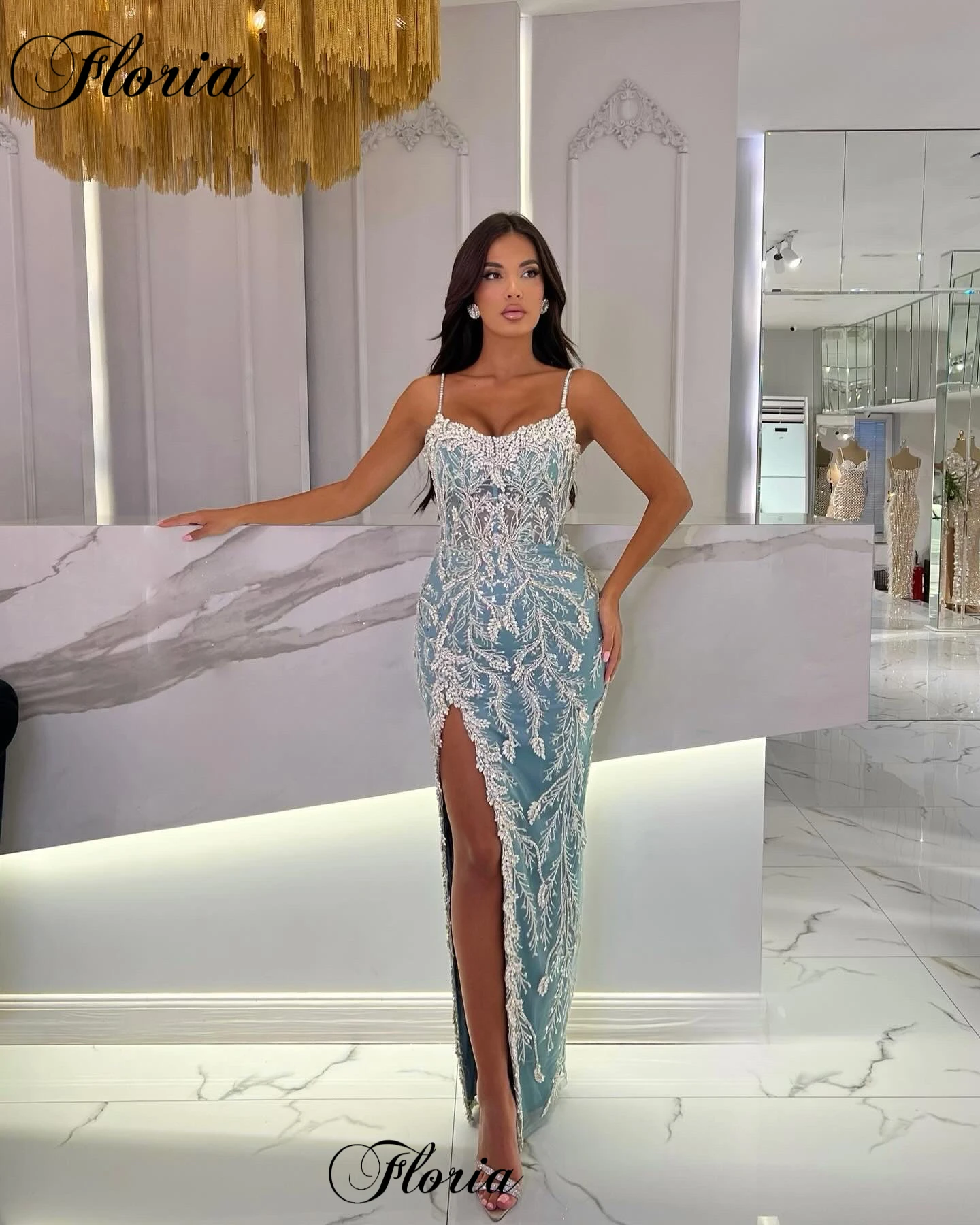 Elegant Cocktail Dresses Side Slit Sexy Strapless Prom Party Dresses Crystals Vestidos De Gala Party Gowns