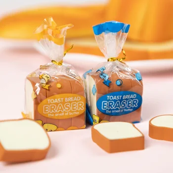 Confezione da 4 Gomme da Cancellare Creative a Forma di Pane Tostato, Carine e Kawaii, per Studenti, per Scrivere e Disegnare, Materiale Scolastico e Cancelleria