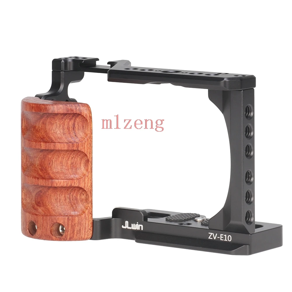 ZVE10 wooden side Alloy Rabbit cage Rig Handle Arm support bracket Hand Grip Quick Release Plate For Sony ZV-E10 camera tripod