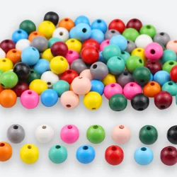 Vibrant Round Wooden Spacer Beads for DIY Jewelry and Accessories (Mixed Color)