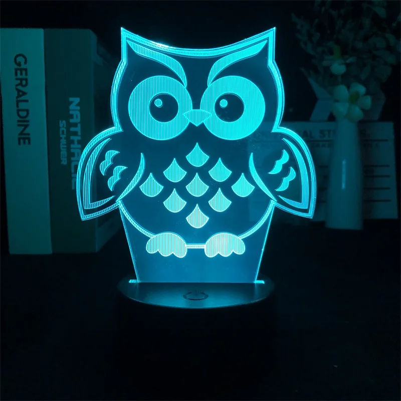 

Cartoon Owl 3D Night Light for Bedroom Table Decor Cute Birthday Gift Colorful LED Lamp Kids Baby Room Nightlight Lovely Present