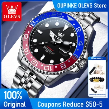 OLEVS 5657 Mens Watch Original Stainless Steel Date Quartz Watch Waterproof Luminous Sports Watches For Man Box Gifts Reloj