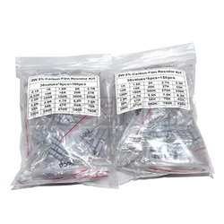 Comprehensive Carbon Film Resistor Assortment Kit - Mixed Wattage and Resistance Values - 5W 1K - 820K each 5