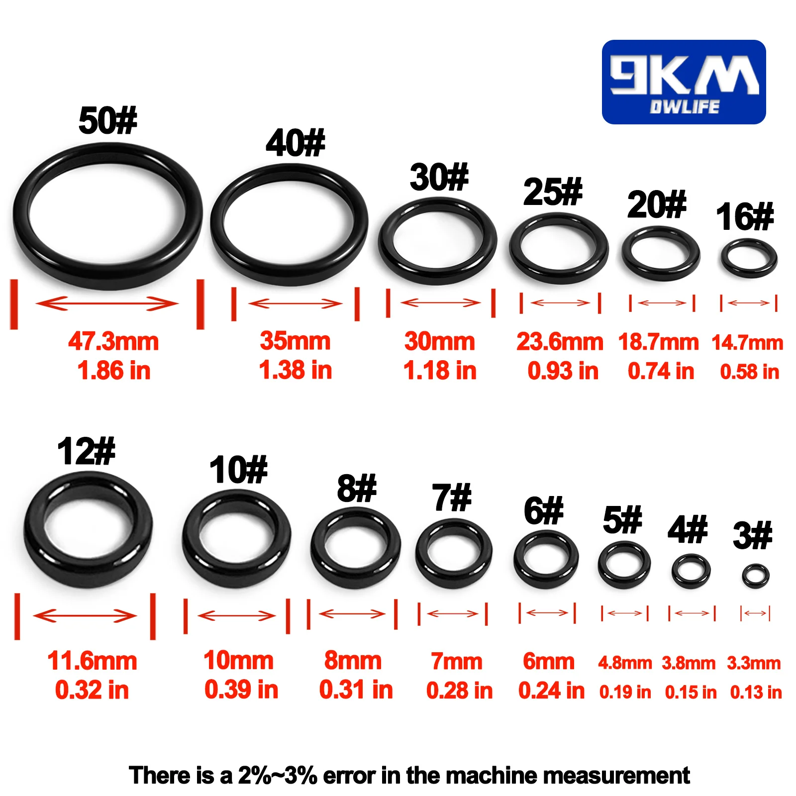 thumbnail image 2 of Fishing Rod Eyelet Repair Kit - 28/50Pcs Ceramic Ring Set (14 Sizes For Saltwater/Freshwater) 2 of 12