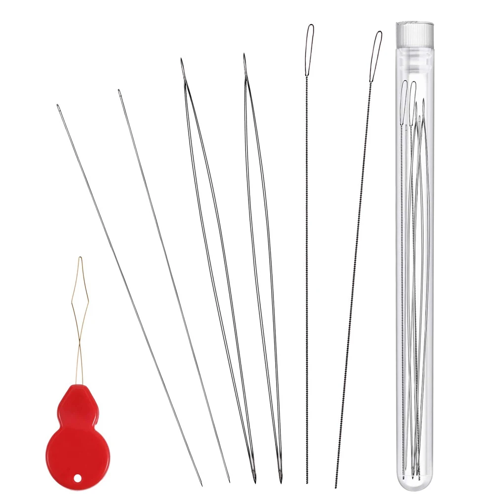 6Pcs Stainless Steel Beading Needles Large Eye Collapsible Embroidery