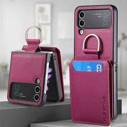 Vertical Magnetic Wallet Ring Holder Leather Case with Stand Feature for Z Flip 7FE (PURPLE)