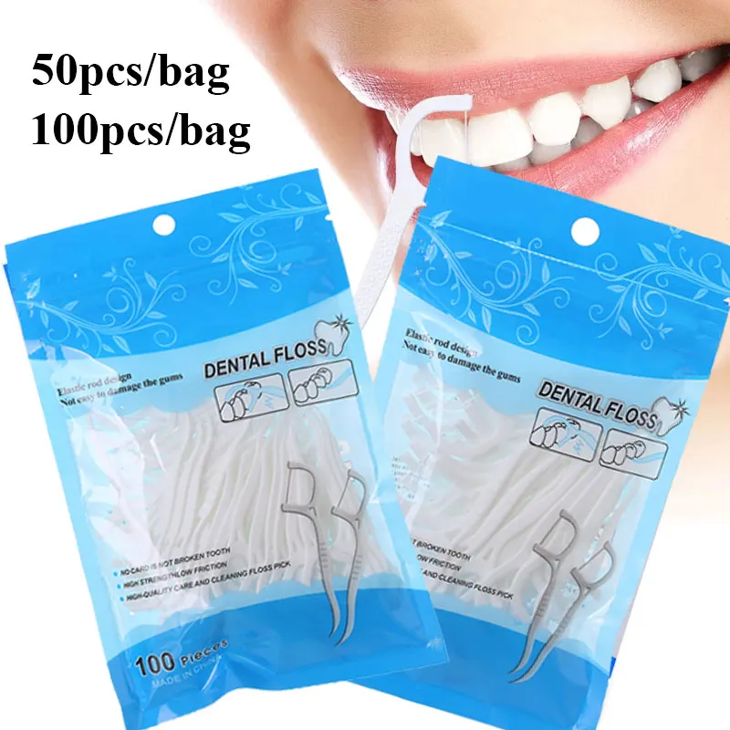 50100pcsToothpickFlossInterdentalToothCleanerDisposableDental