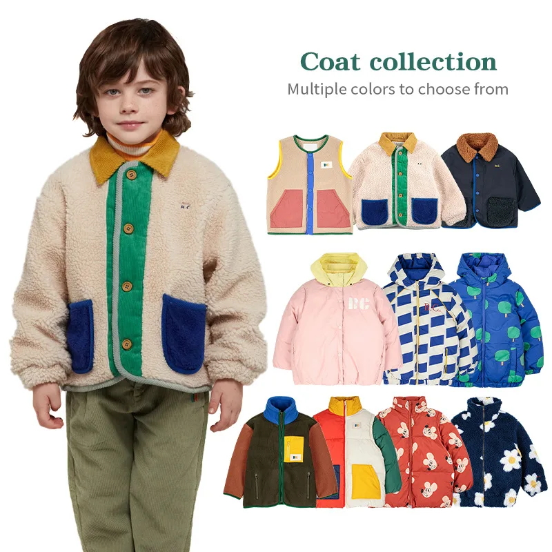 

In Stock 2023 Bobo Winter BC New Boys' and Girls' Thickened Zipper Multi Functional Cotton Coat and Double Wear Lamb Wool Winter