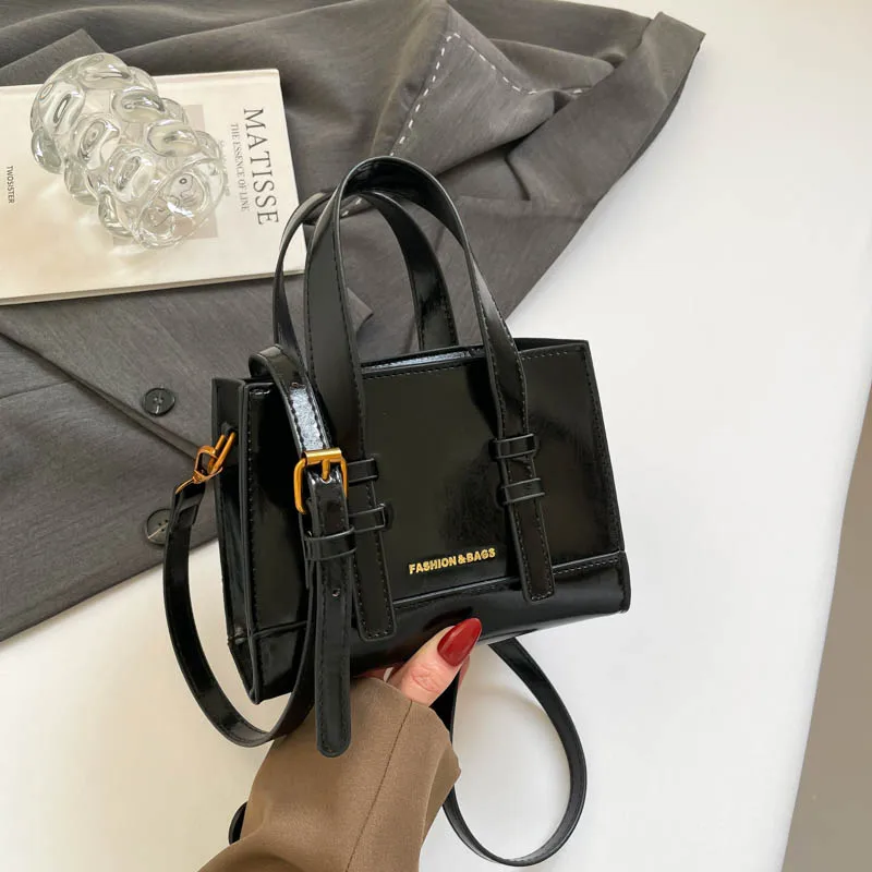 Rote Handtasche Marke Kleine Quadratische Tasche Für Frauen Einfarbig Pu Leder Schulter Umhängetasche Dame Schwarz Kaffee Sac EIN Haupt Tote – Detail 24