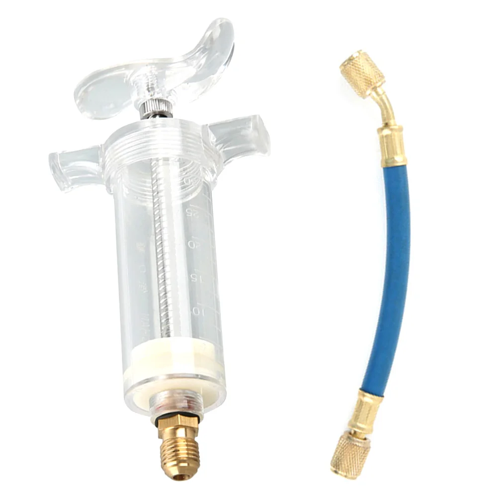 Car A/C Oil Dye Injector with Low Side Quick Coupler Adapter 1Oz Auto Compressor Oil Dye Injector Air Conditioning Repair Tools