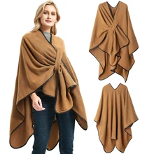 

CHENKIO Women's Shawl Wrap Poncho Ruana Cape Open Front Sweater Cardigan for Fall Kimono Winter Holiday