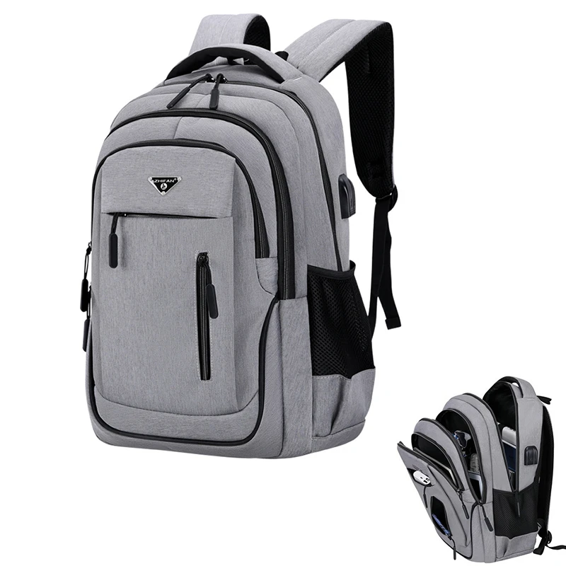 Mochila para ordenador portátil de gran capacidad para hombre, Oxford gris sólido para escuela secundaria, mochila multifuncional para adolescentes y estudiantes universitarios, 15,6|Mochilas| AliExpress