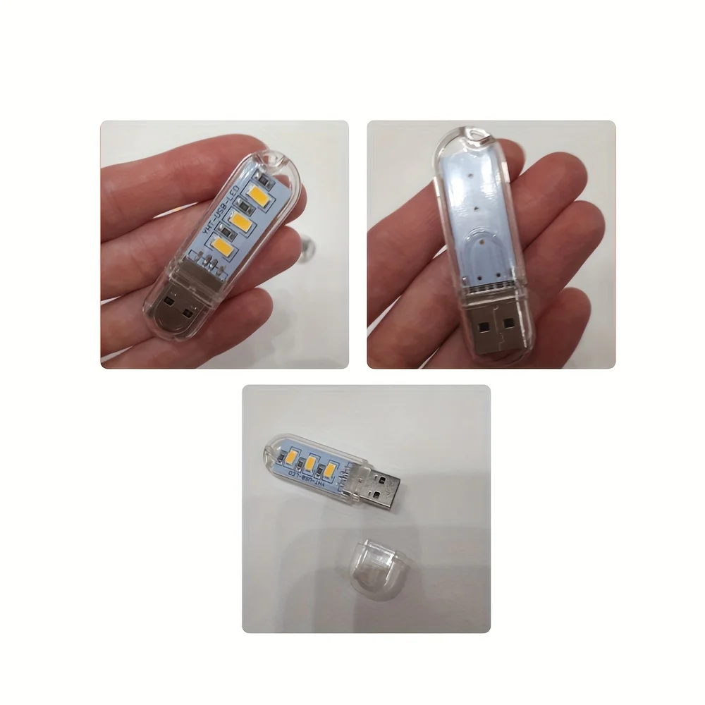 3leds Portable USB LED Lamp 5V Ultra Bright 3000K-7000K Night Light with Touch Switch for Computer Mobile Power Book Light