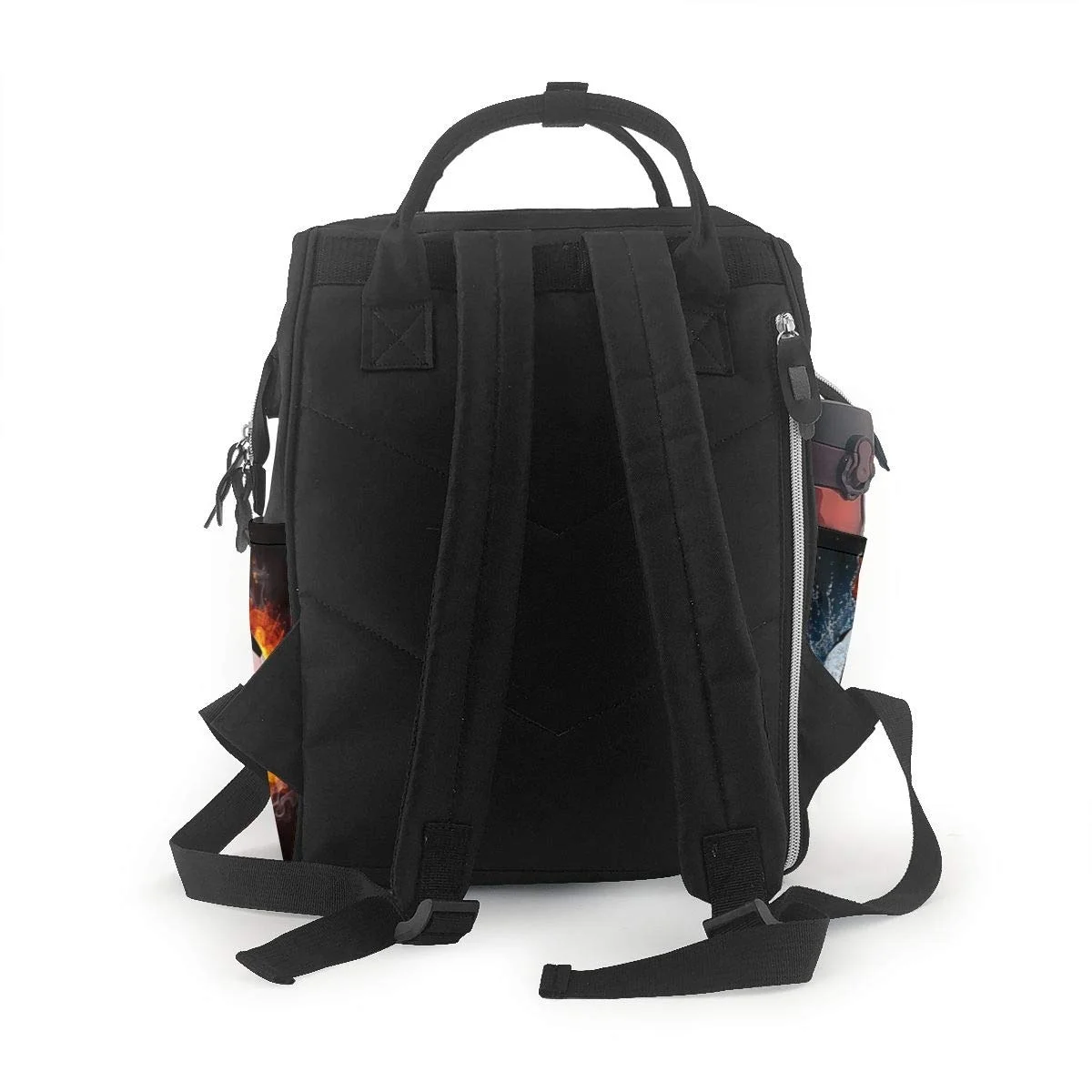 Soccer Ball In Fire And Water Diaper Backpack Multi-Function Organizer Nursing Bag Waterproof Non-fading Nappy Bags